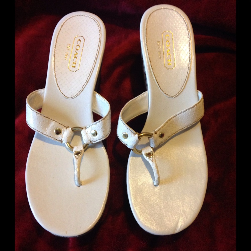 Coach NWOT Evita Platform Sandals White 9.5
